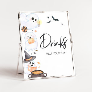 Poster Bebidas de Chá de fraldas de Dia das Bruxas Laranj