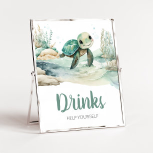 Poster Bebidas de Chá de fraldas de Tartaruga Marítima