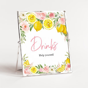 Poster Bebidas De Limão Floral Rosa