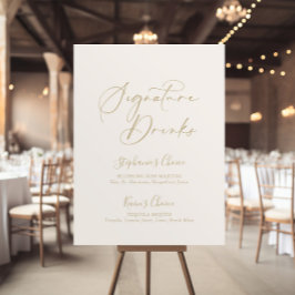 Poster Bebidas Douradas De Assinatura De Na moda de Calig