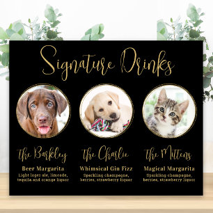 Poster Bebidas Elegantes com Assinatura de Casamento de A