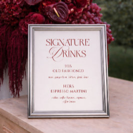 Poster Bebidas Elegantes com Assinatura de Casamento em C