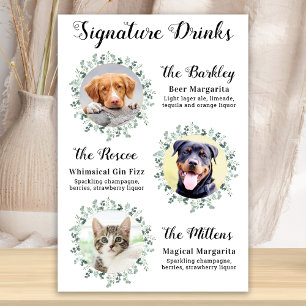 Poster Bebidas Elegantes com Assinatura Pet Casamento Cac