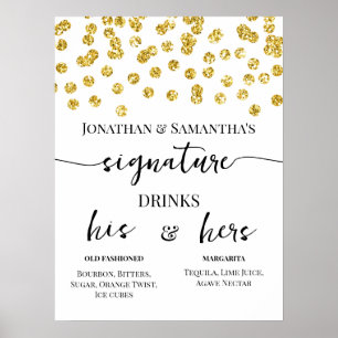 Poster Bebidas Especiais com Pontos de Brilho Dourado Cas