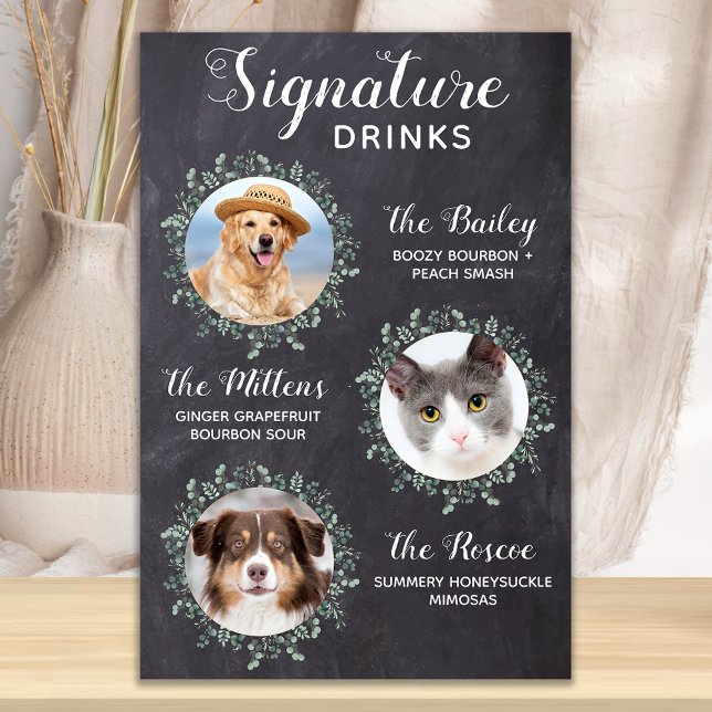 Poster Bebidas Especiais de Casamento de Animais de Estim (Criador carregado)