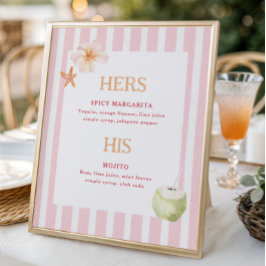 Poster Bebidas Especiais de Casamento Tropical no Destino