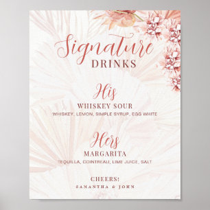 Poster Bebidas Especiais Dele Dela Bar de Coquetéis da No