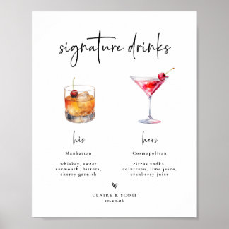 Poster Bebidas Especiais Letreiro de Bar de Casamento