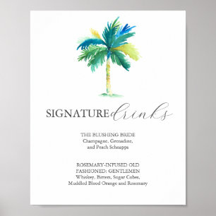 Poster Bebidas Especiais Sinal de Casamento Tropical 8x10