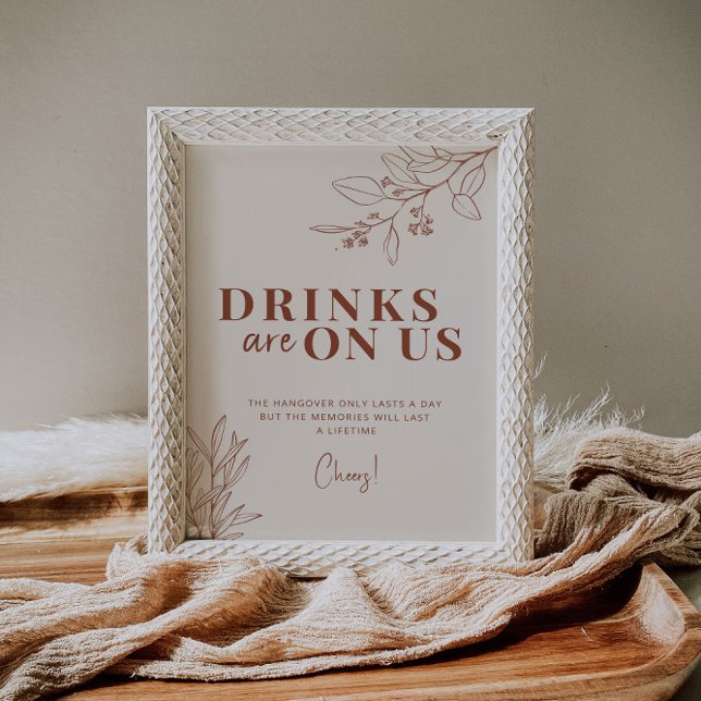 Poster Bebidas Estão No Sinal De Casamento Boho (Criador carregado)