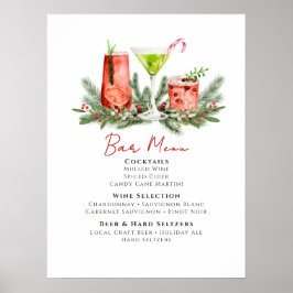 Poster Bebidas Festivas Coquetéis de Natal Menu do Bar de
