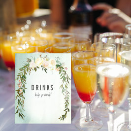 Poster Bebidas Mesa Rosa branca verde Chá de aspersão de 