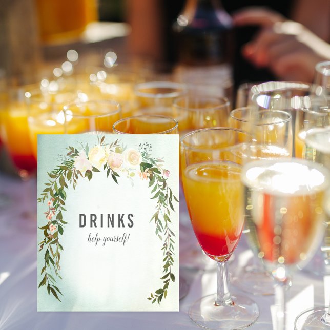 Poster Bebidas Mesa Rosa branca verde Chá de aspersão de  (Criador carregado)