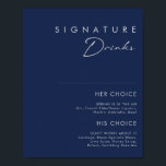 Poster Bebidas Modernas com Assinatura Azul-Navy Prata Mi<br><div class="desc">Este pôster de bebidas com assinatura azul-navy prata minimalista moderno é perfeito para o seu casamento boho sofisticado. Seu design abstrato simples e único, acompanhado por uma fonte minimalista contemporânea e uma paleta de cores azul-navy escura, dá a este produto um sentimento de luxo formal elegante, mantendo-se simples, chique e...</div>