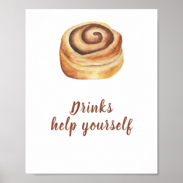 Poster Bebidas para chá de bebê de cinnamon bun (Frente)