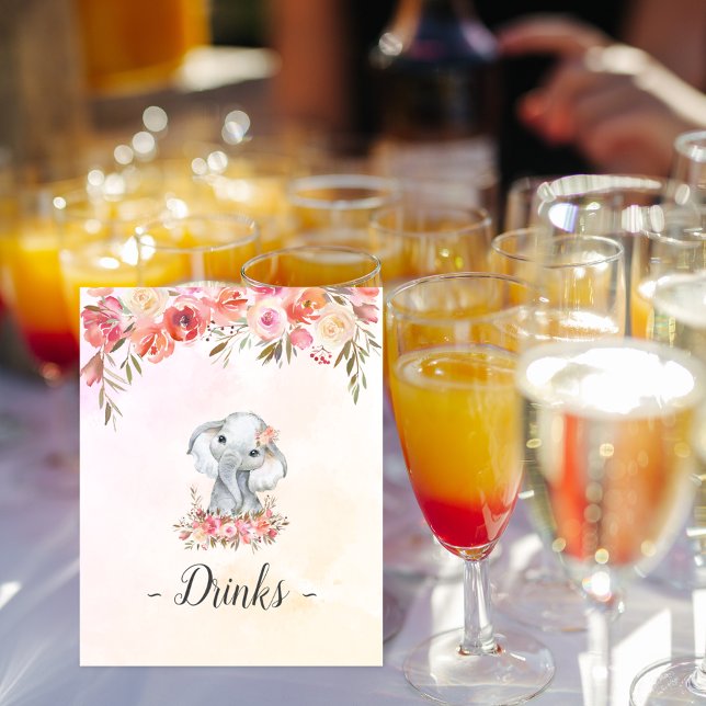 Poster Bebidas para Chá de Bebê de Elefante Bebê (Criador carregado)