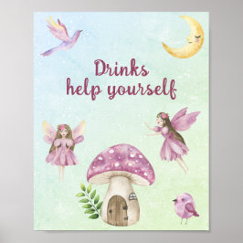 Poster Bebidas para chá de bebê de fada
