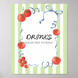 Poster Bebidas para chá de bebê de Tomate