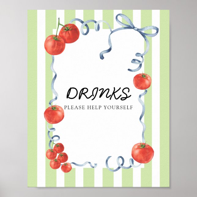 Poster Bebidas para chá de bebê de Tomate (Frente)