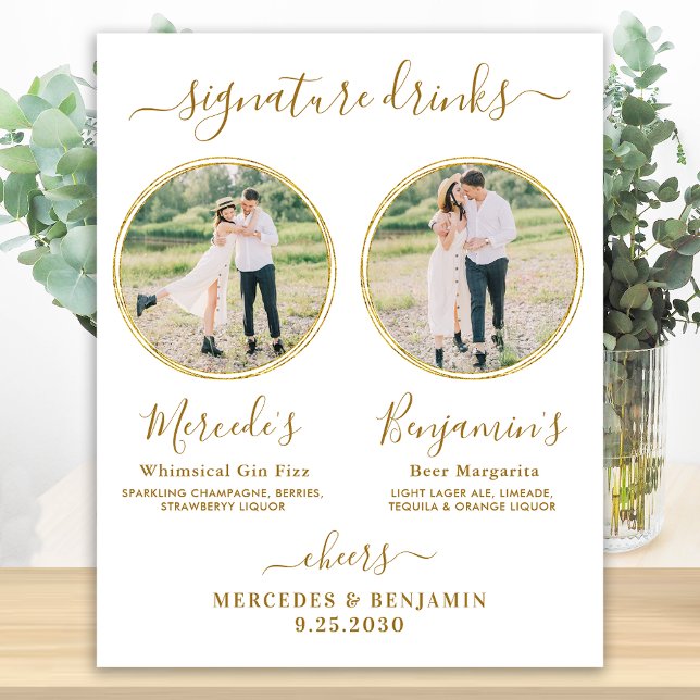 Poster Bebidas Personalizadas com Foto Bar de Casamento D (Criador carregado)