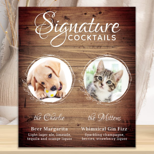Poster Bebidas Personalizadas de Cão Rústico para Casamen (Criador carregado)