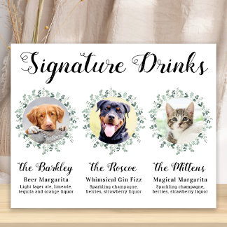 Poster Bebidas Personalizadas para Casamento de Animais d