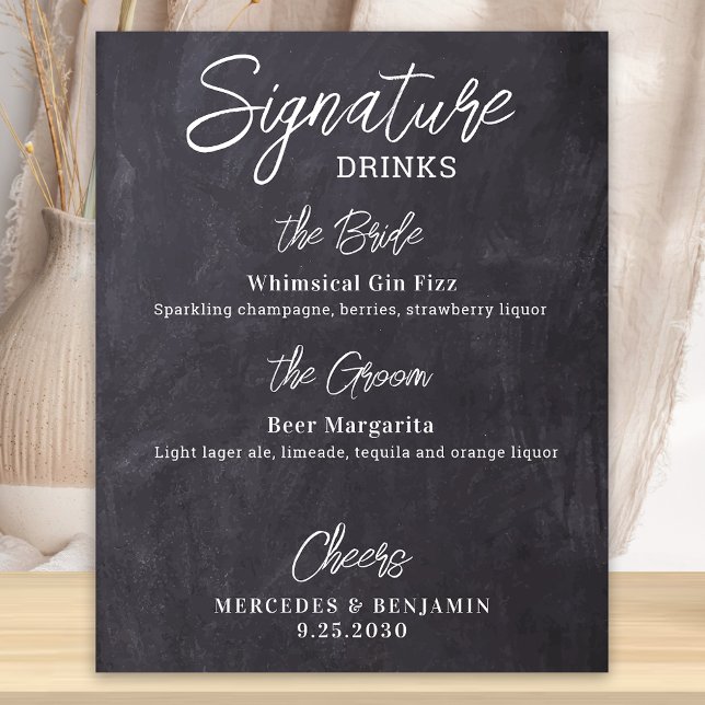 Poster Bebidas Principais Personalizadas Bar de Casamento (Criador carregado)