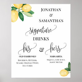 Poster Bebidas Signature Recepção de Casamento Sinal de L