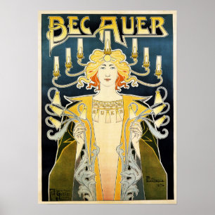 Poster BEC AUER 1896 Gasolina para inalação
