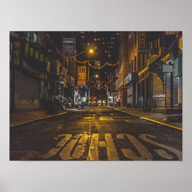 Poster Beco do Chinatown em Nova York à Noite (Frente)