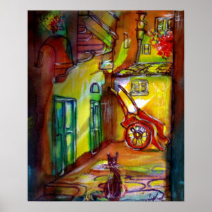 Pôster Beco medieval à noite em Florença