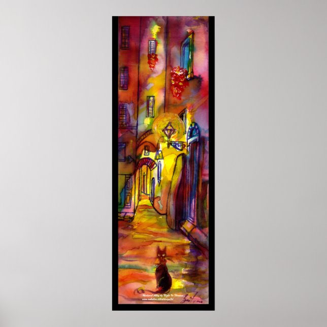 Poster Beco medieval à noite em Florença (Frente)