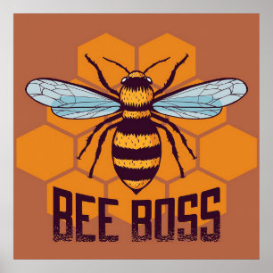 Poster Bee Boss Bee Gifts ,I Love Bee, Beekeeping Gifts