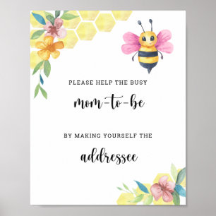 Poster Bee floral - Ajude a Mãe Ocupada