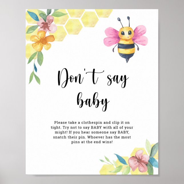 Poster Bee floral - Don't say baby  (Frente)