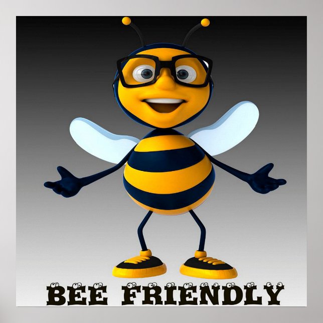 Poster Bee Friendly Bee Gifts ,I Love Bee,Beekeeping Gift (Frente)
