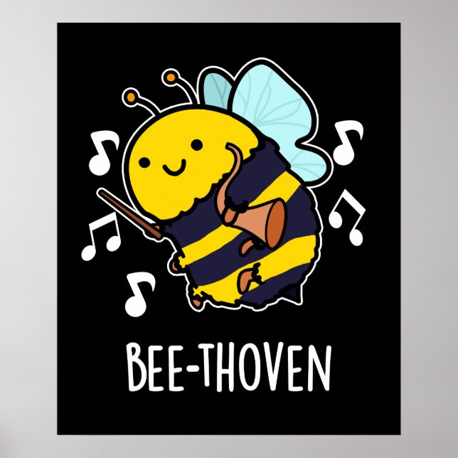 Poster Bee Thoven Funny Music Bee Pun Dark BG (Frente)