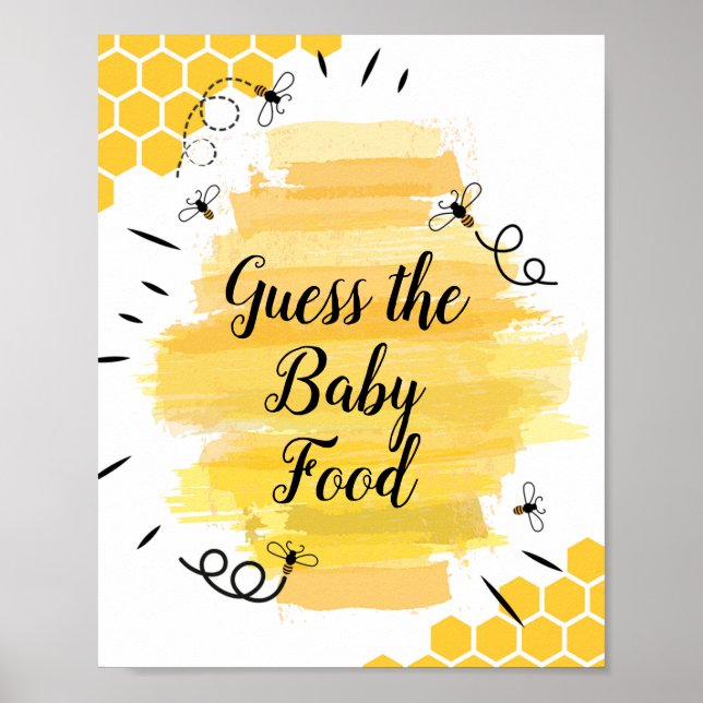 Poster Bee Watercolor acha que o sinal de Comida do bebê (Frente)