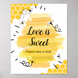 Poster Bee Watercolor Love is Sweet Sign