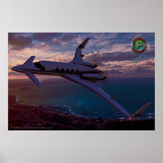 Poster Beechcraft Starship — Corpus Christi Twilight (Frente)
