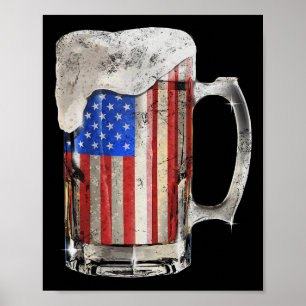 Poster Beer American Flag 4 De Julho Partido Bebendo Dos 