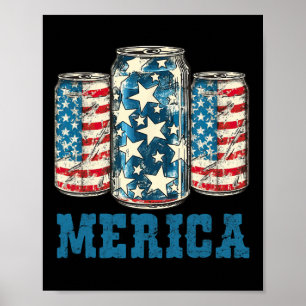 Poster Beer American Flag Funny 4 De Julho Merica Usa Dr.