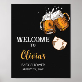 Poster Beer and Diapers Baby Shower Welcome Sign