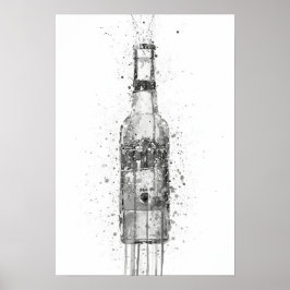 Poster Beer Bottle Aztec Gold Grey