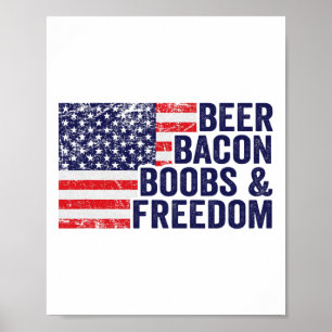 Poster Beer Bycon Breast And Freedom - Engraçado Churrasc