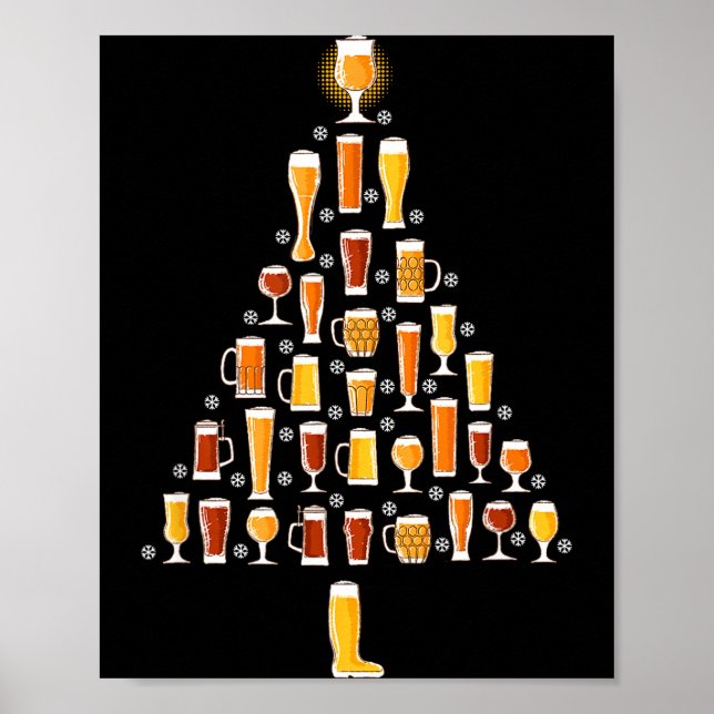 Poster Beer Christmas Tree Men Women Beer Ugly Christmas  (Frente)