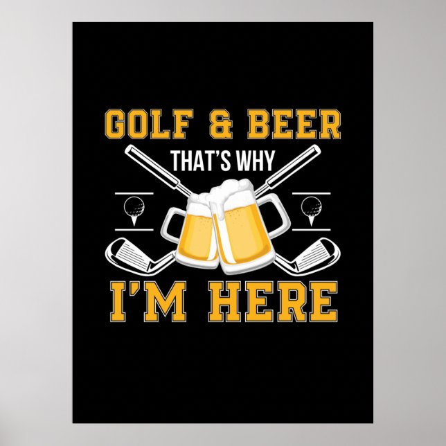 Poster Beer Drinker Golf E Beer Aniversário (Frente)