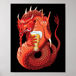 Poster Beer Drinking Dragon