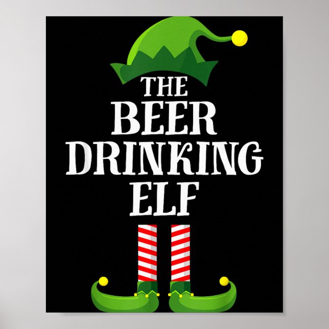Poster Beer Drinking Elf Matching Family Group Christmas  (Frente)