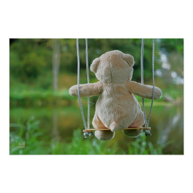 Pôster Beer op schommel vanaf de rug. (Frente)